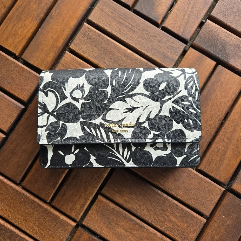 Kate Spade New York Black & White Floral Crossbody Bag – New with Tags